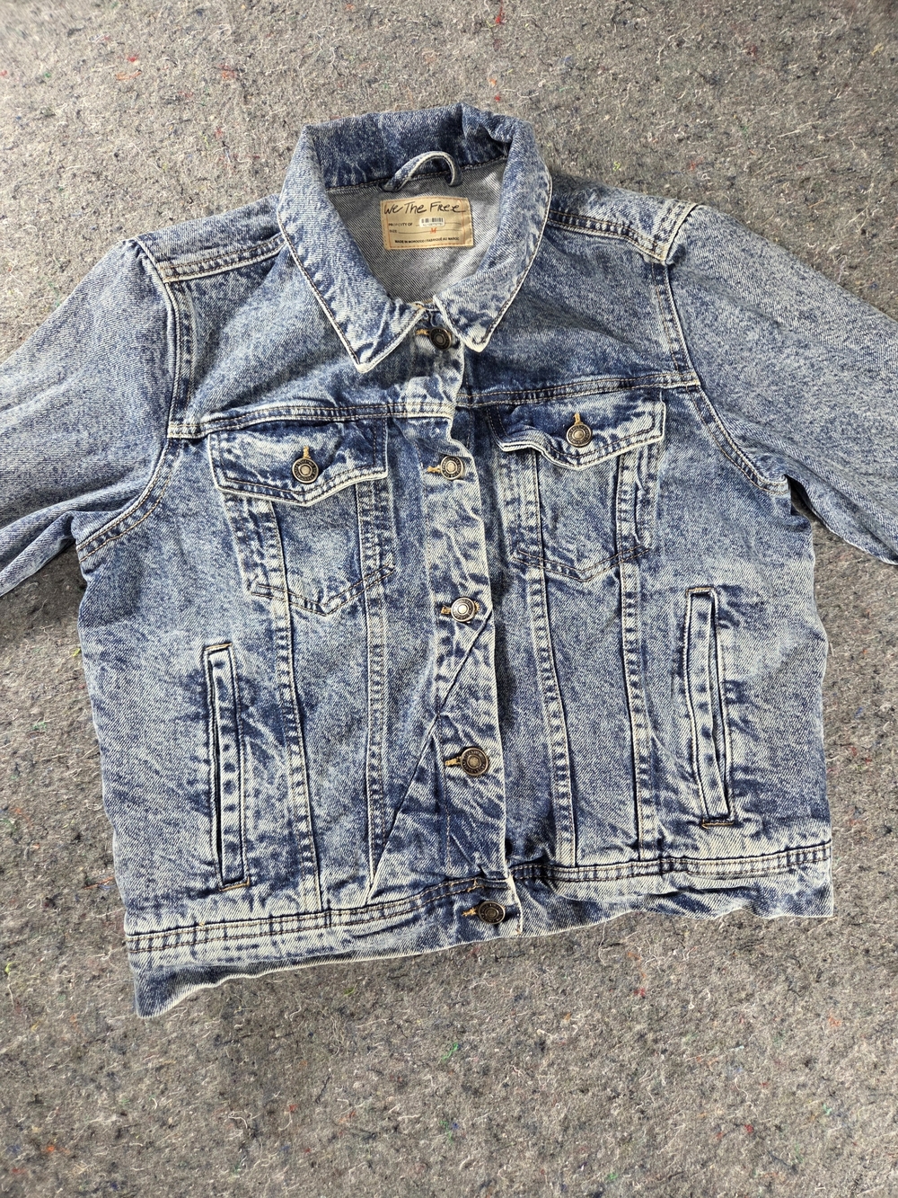 Free People We The Free Acid Wash Denim Jacket Women M Blue Jean Trucker